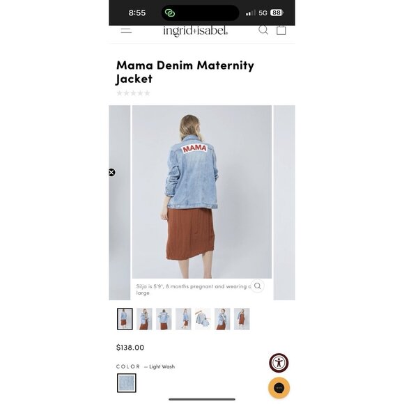 Ingrid+Isabel Mama Denim Jacket XXL Light wash Brand New - Picture 7 of 12